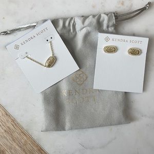 Kendra Scott Gold Necklace and Earring Set